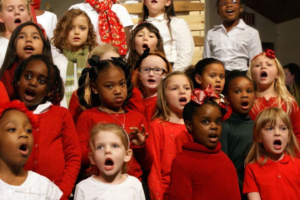 Group of children singing in a choir