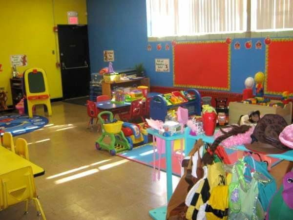 Playroom with colorful toys and furniture