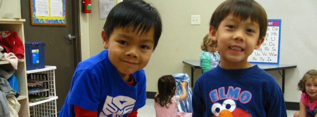 Two children in a classroom