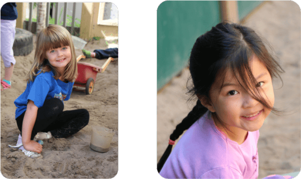 Two children playing outdoors