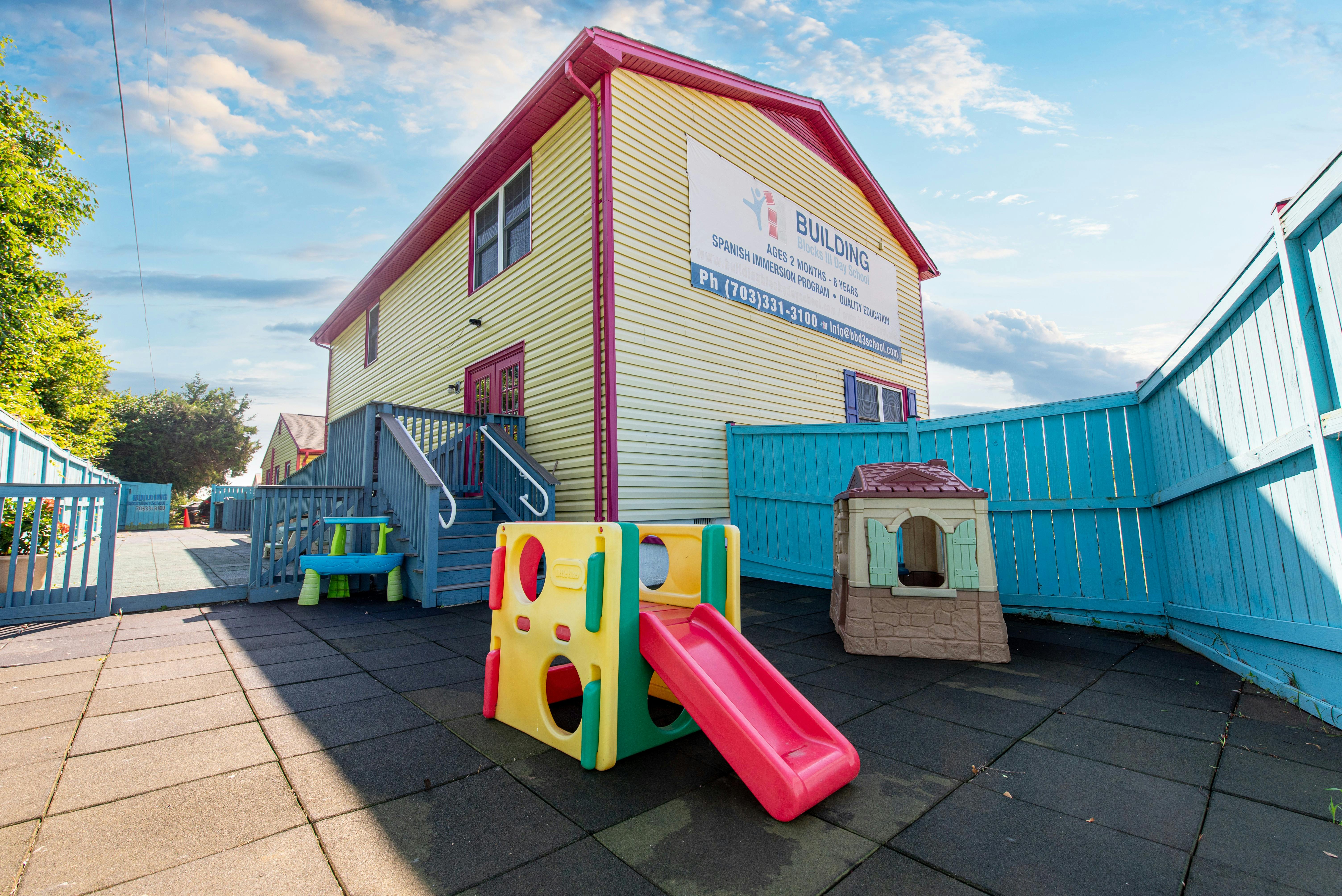 Playground equipment outside of Building Blocks Day School