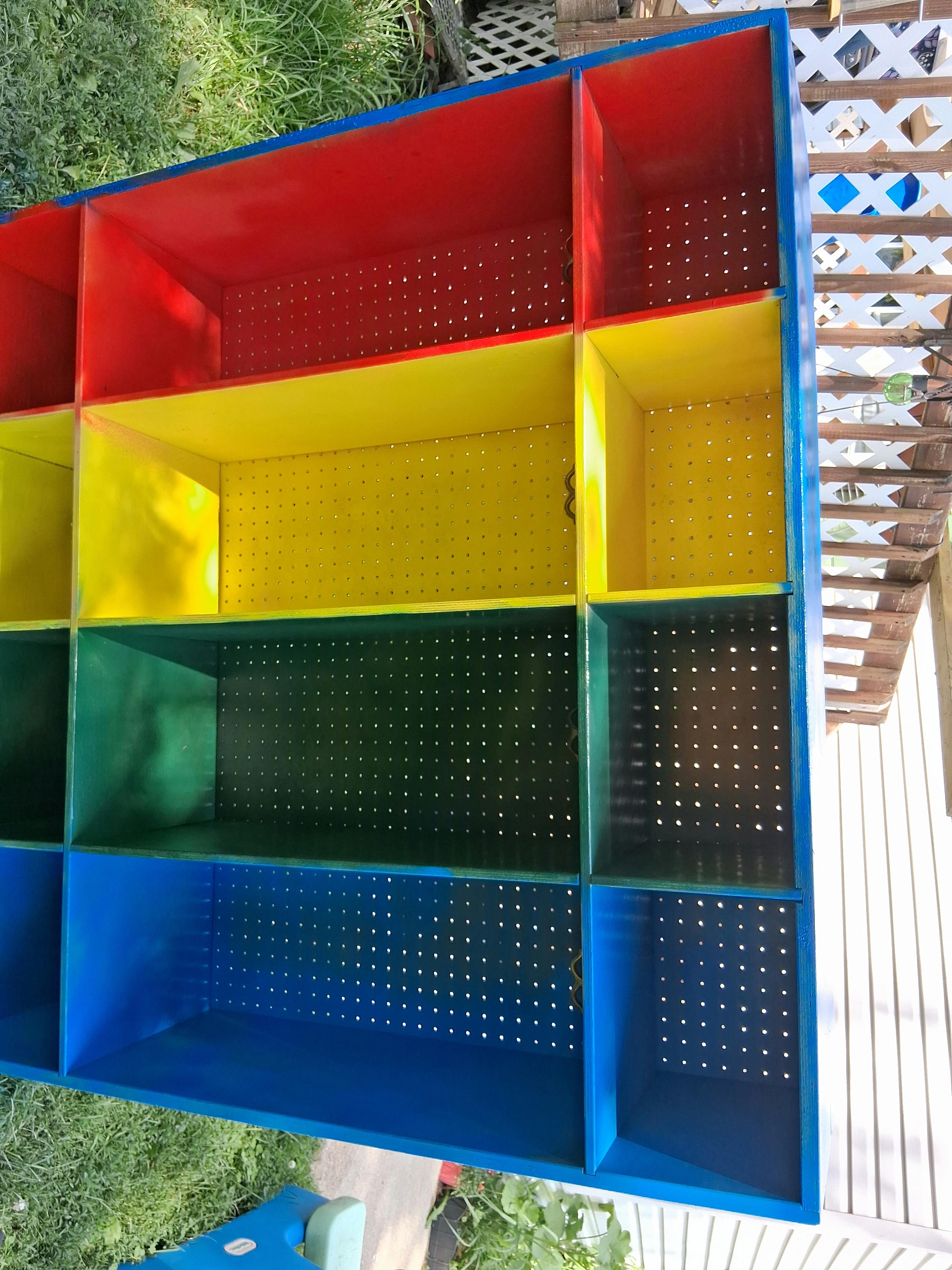 Colorful storage unit with multiple compartments