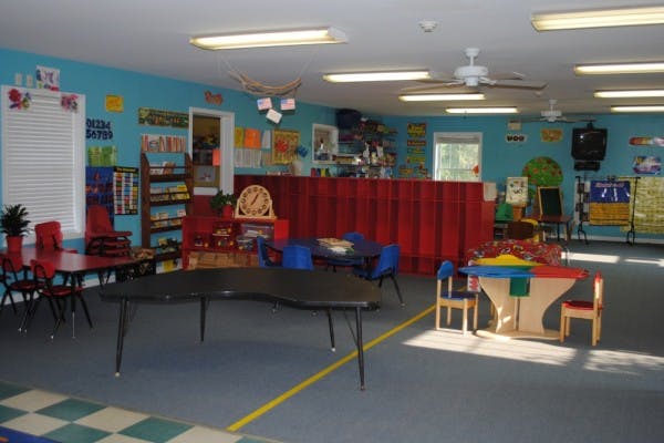 Classroom with tables and chairs