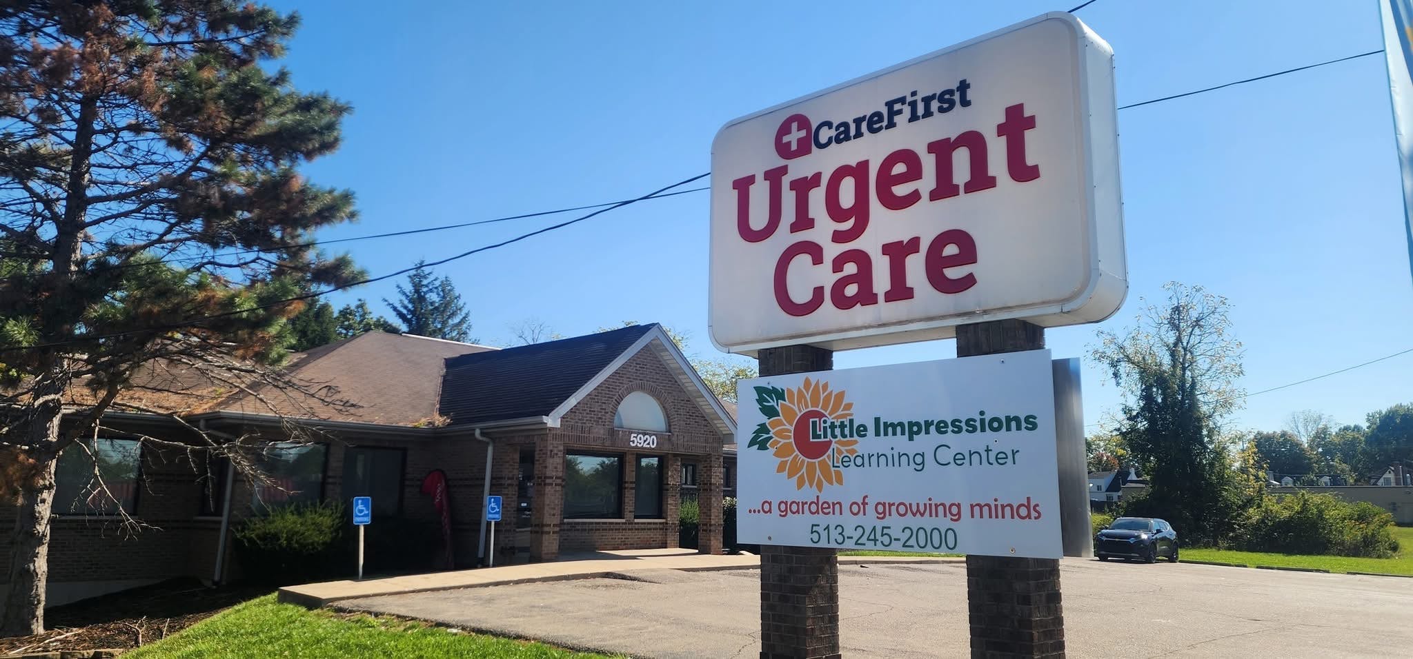 CareFirst Urgent Care and Little Impressions Learning Center sign