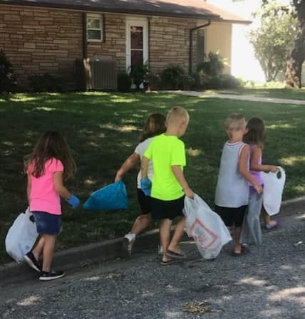 Children carrying bags