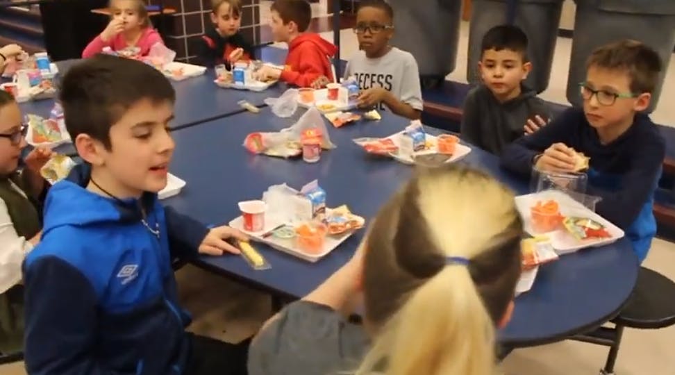 Children eating at a table