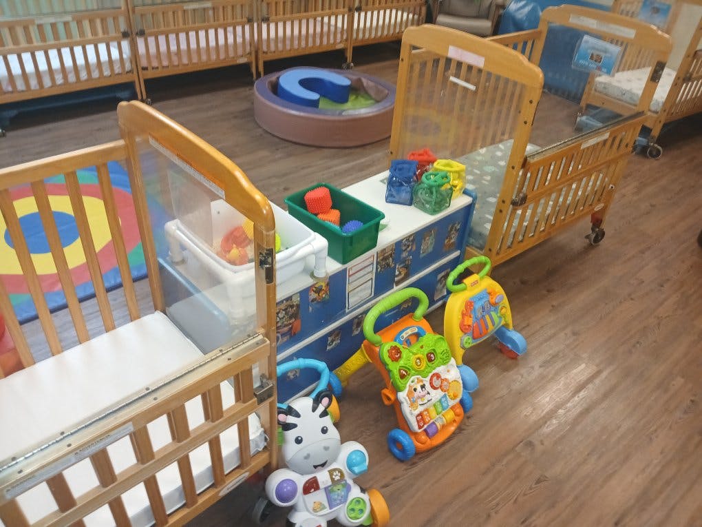 cribs in a childcare facility