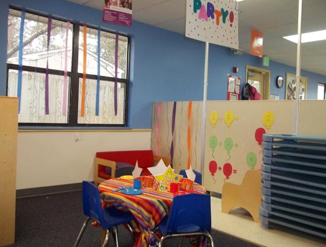 Birthday party table in a daycare setting