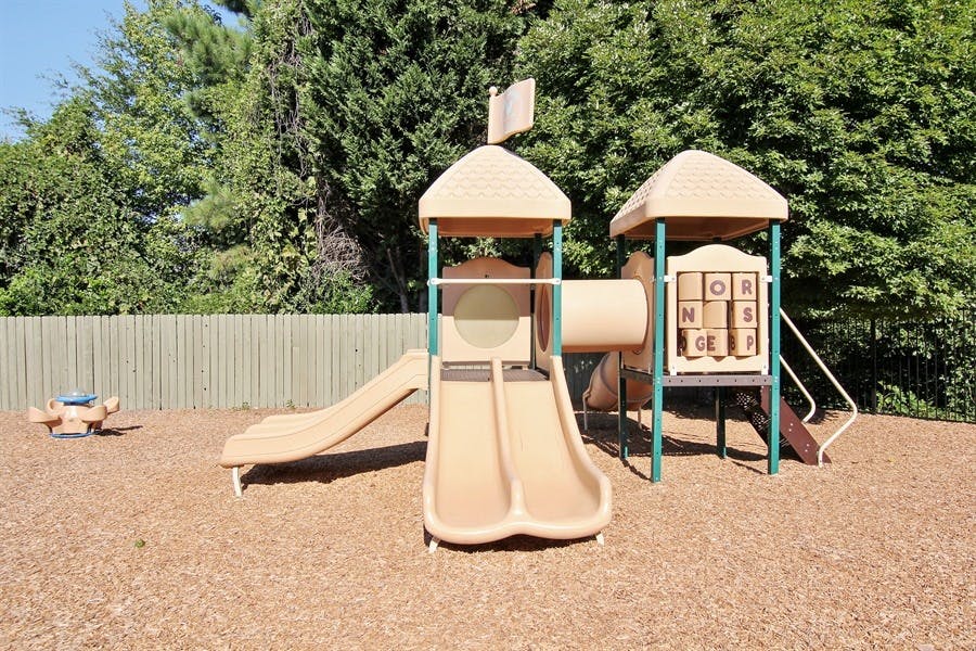 Playground with slides and climbing structure