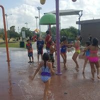 Children playing in a splash pad