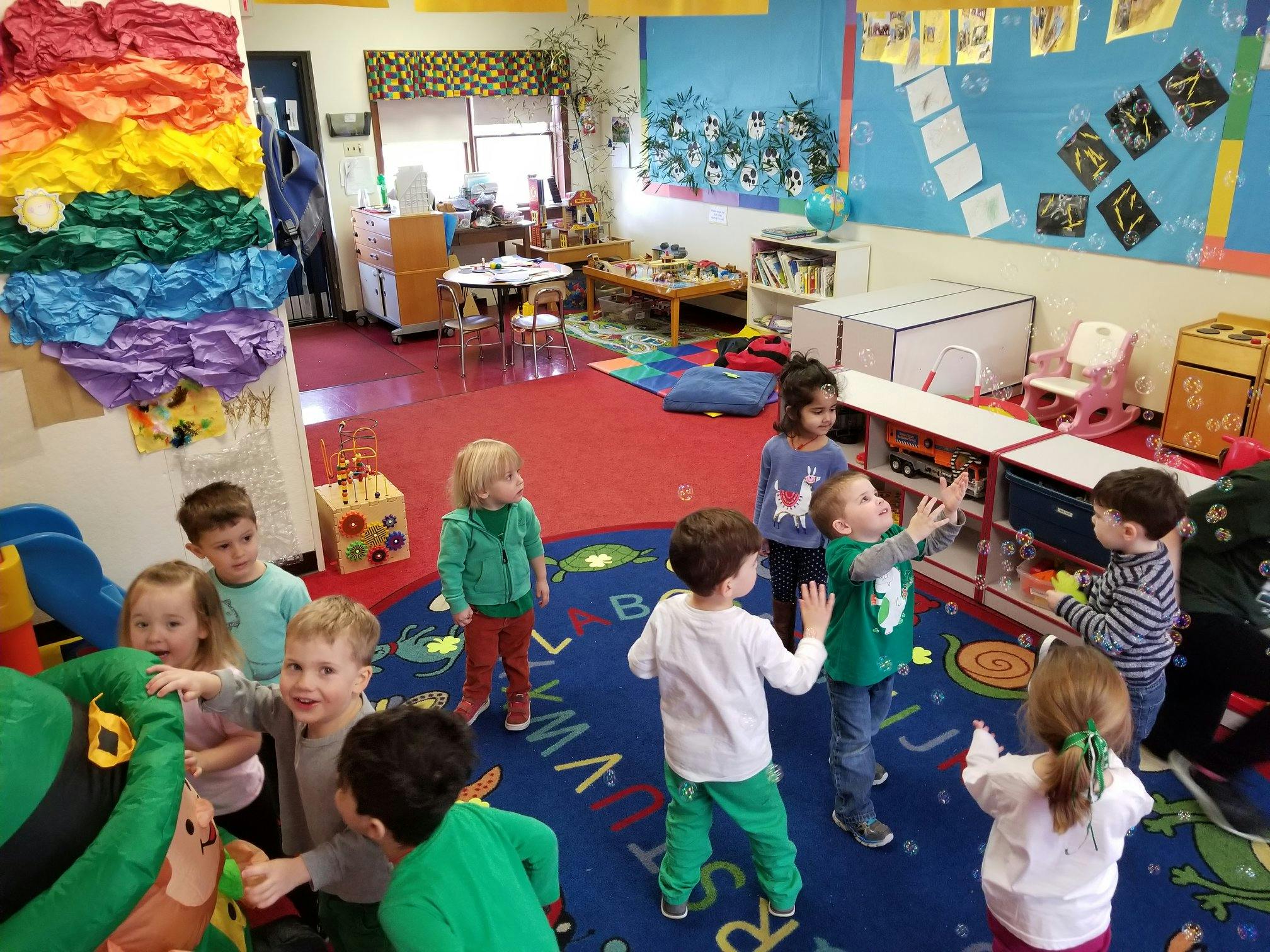 Children playing in a classroom