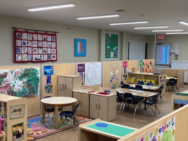 An empty early childhood education classroom