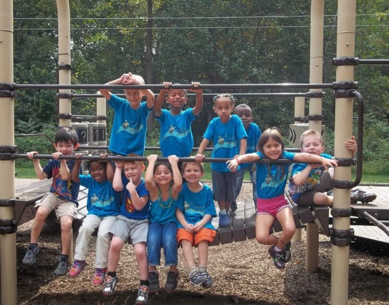 Children on playground equipment