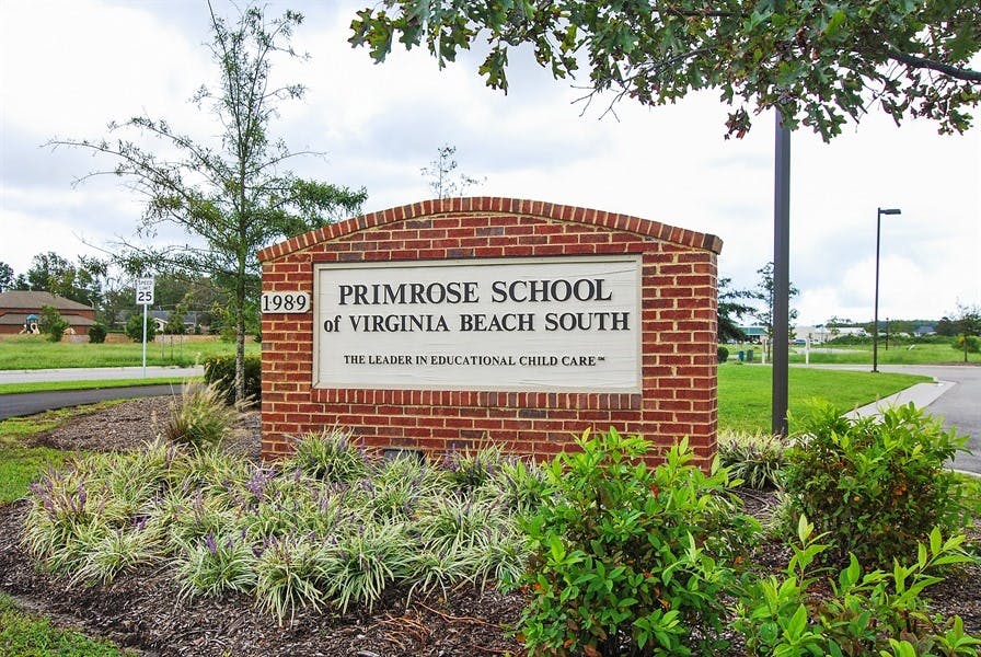 Brick sign for Primrose School of Virginia Beach South