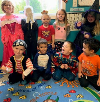 Group of children in costumes