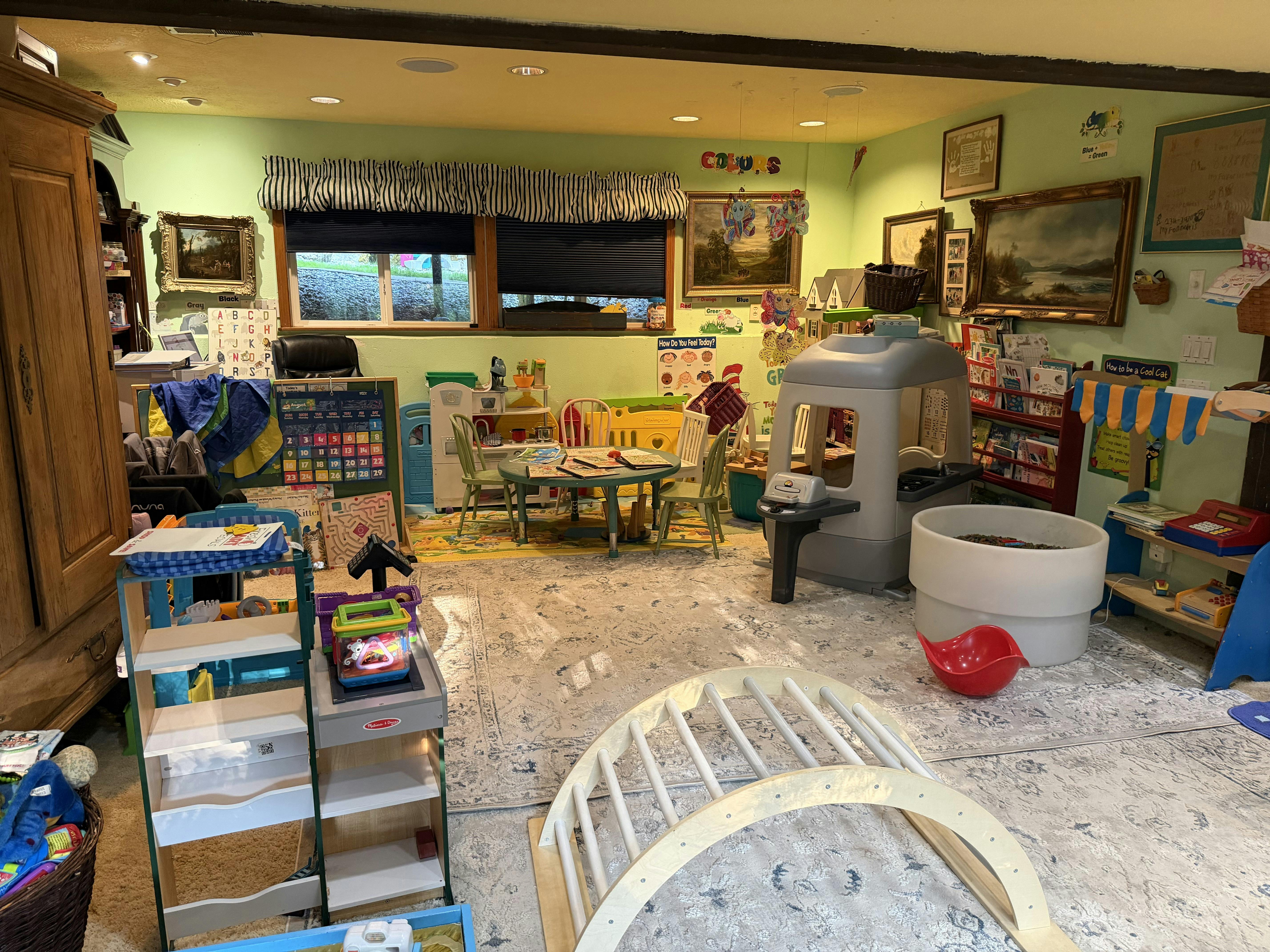 Playroom with toys and learning materials for children