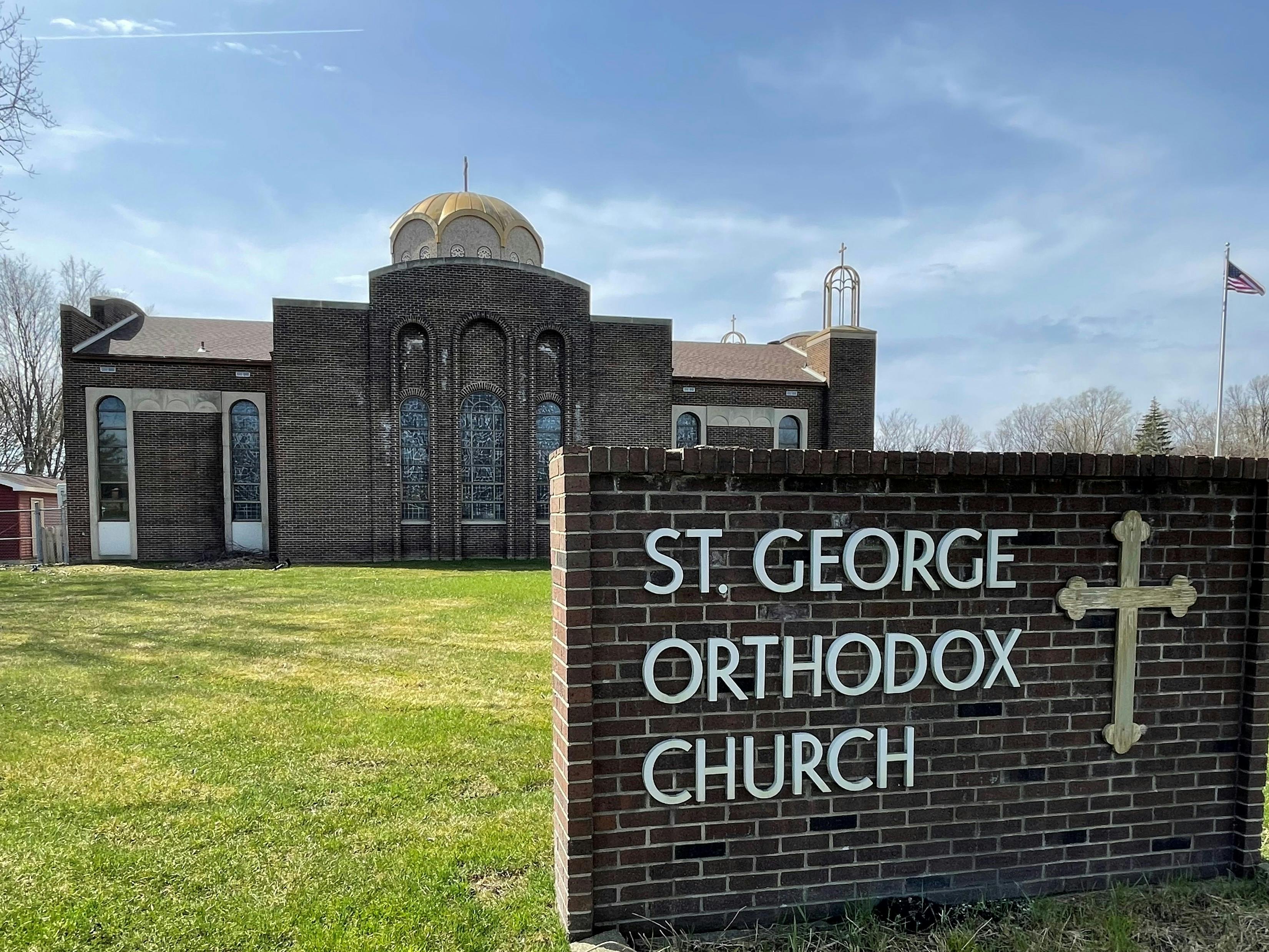 St. George Orthodox Church sign in front of a church building