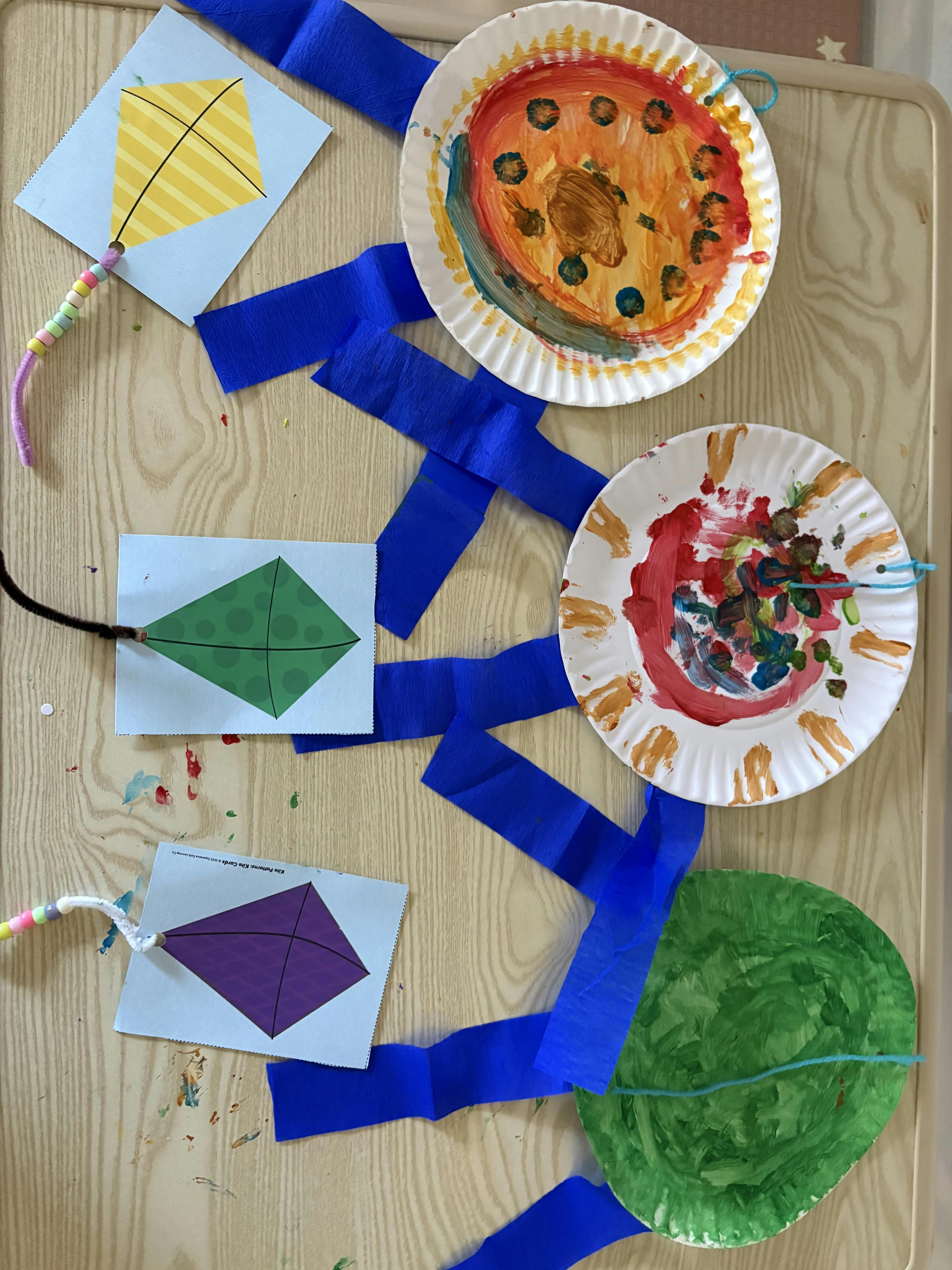 Craft projects of kites and painted paper plates