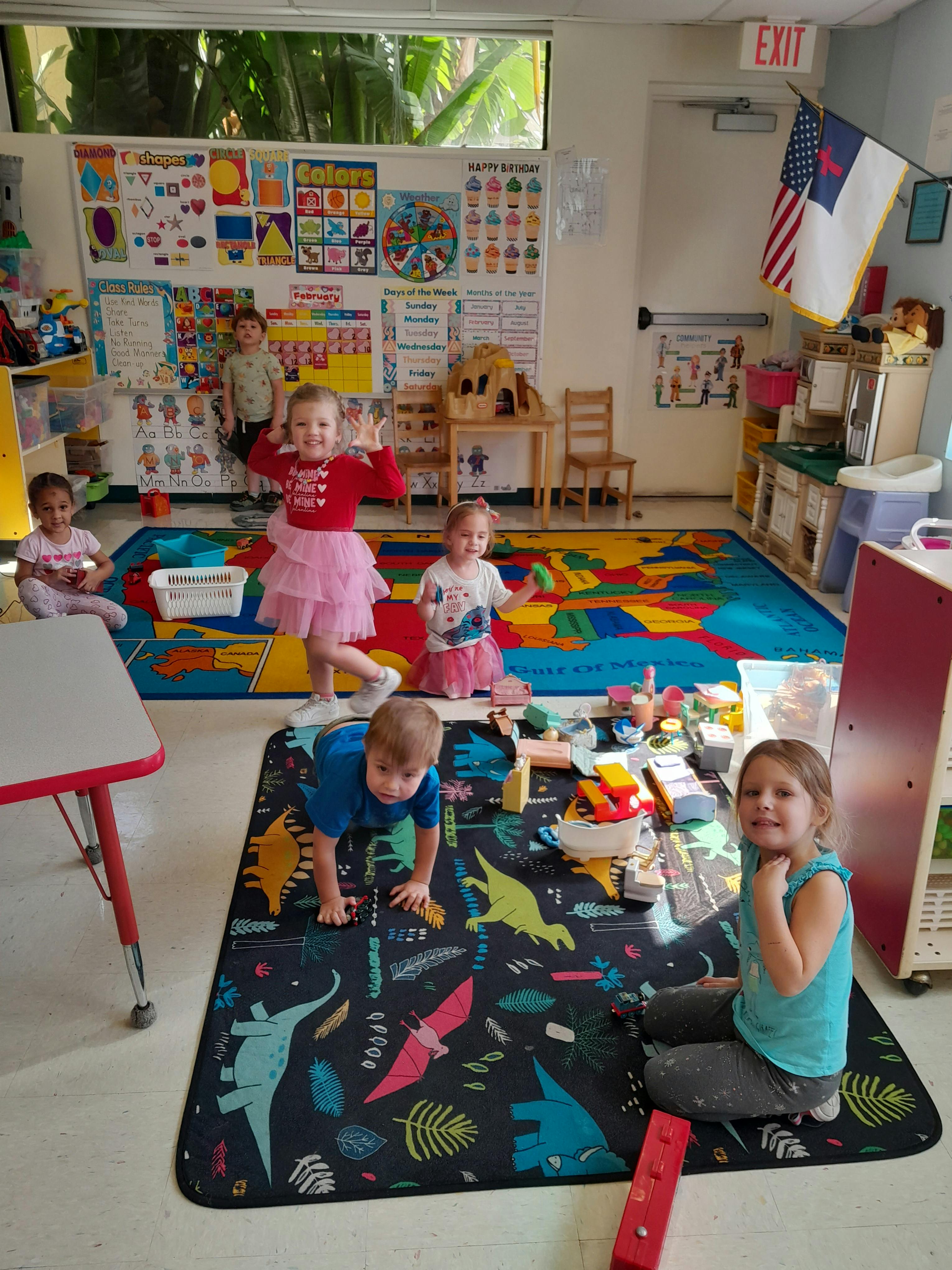 Children playing in a classroom