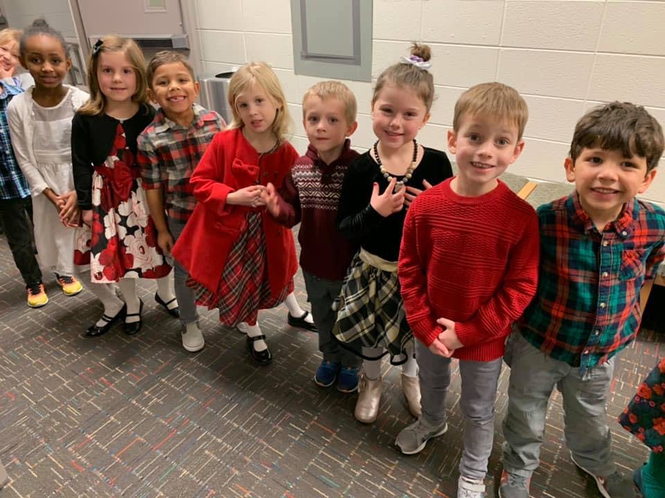 Group of children standing in a line