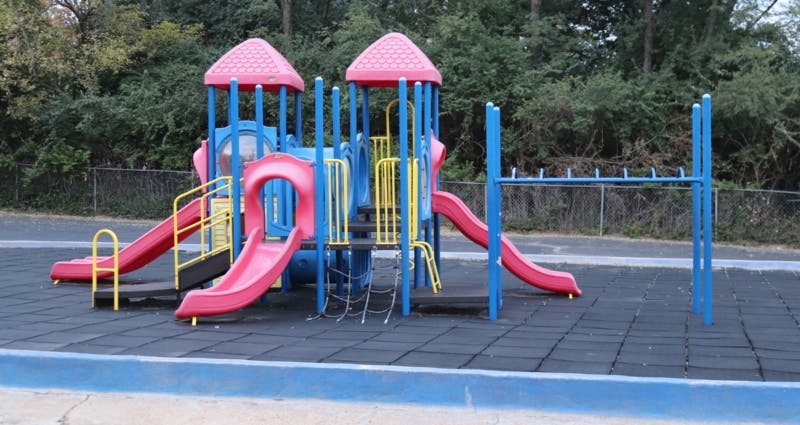 Playground with slides and monkey bars