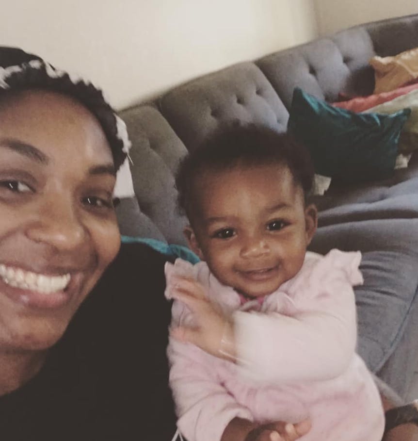 Person and child smiling