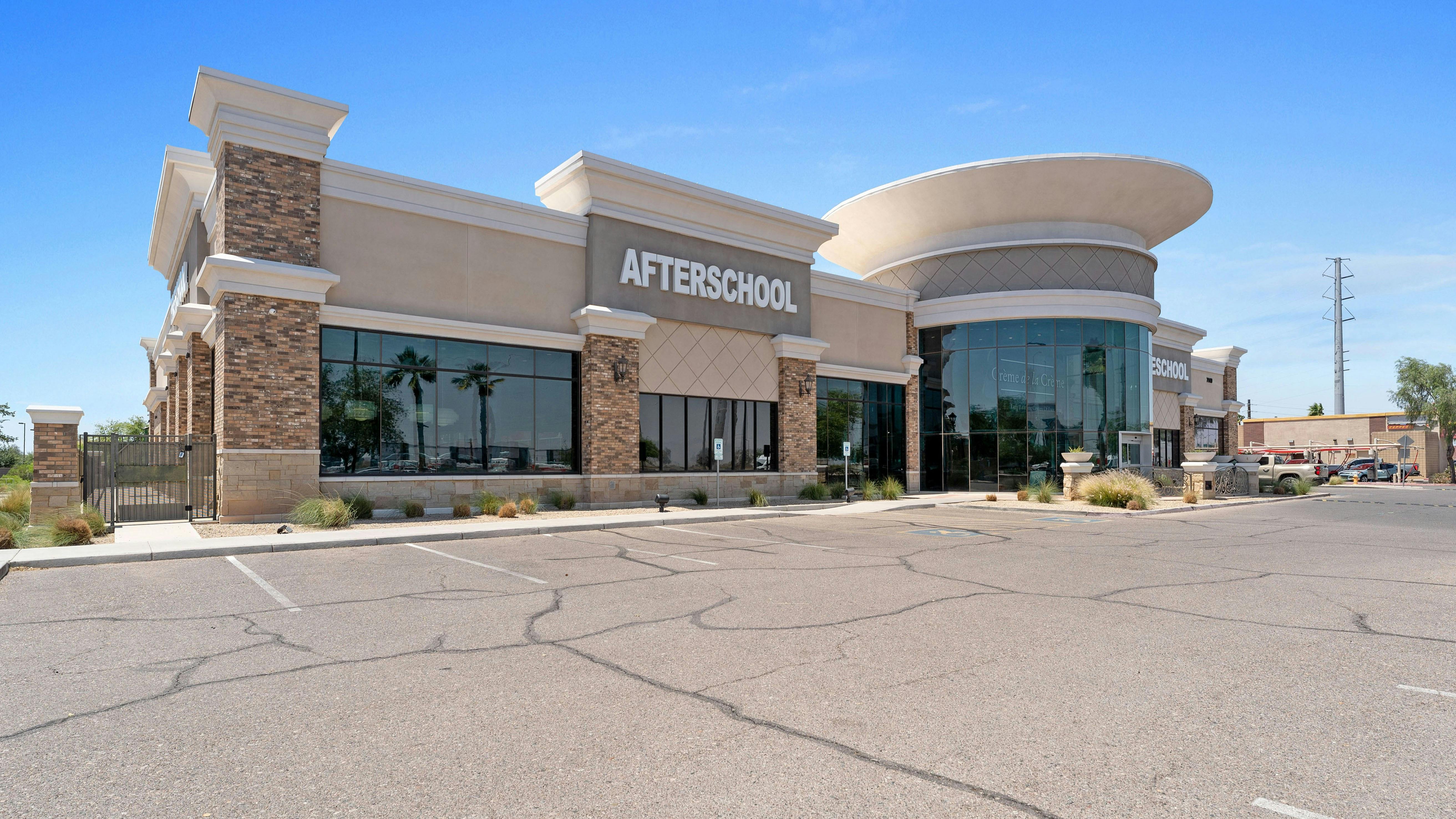 Retail storefront with "AFTERSCHOOL" sign
