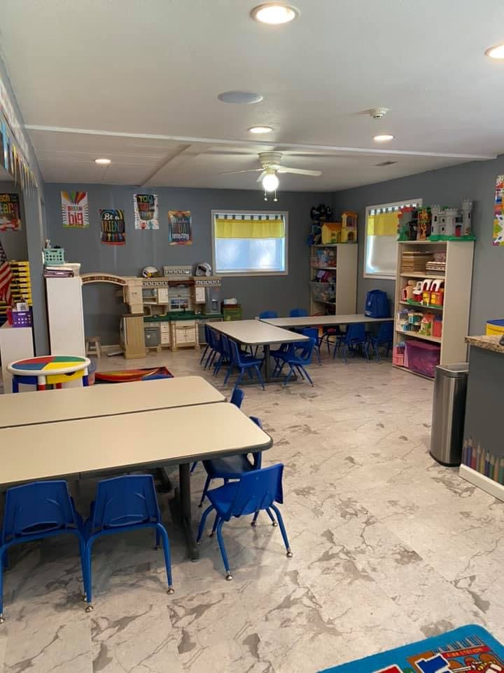 Classroom with tables and chairs