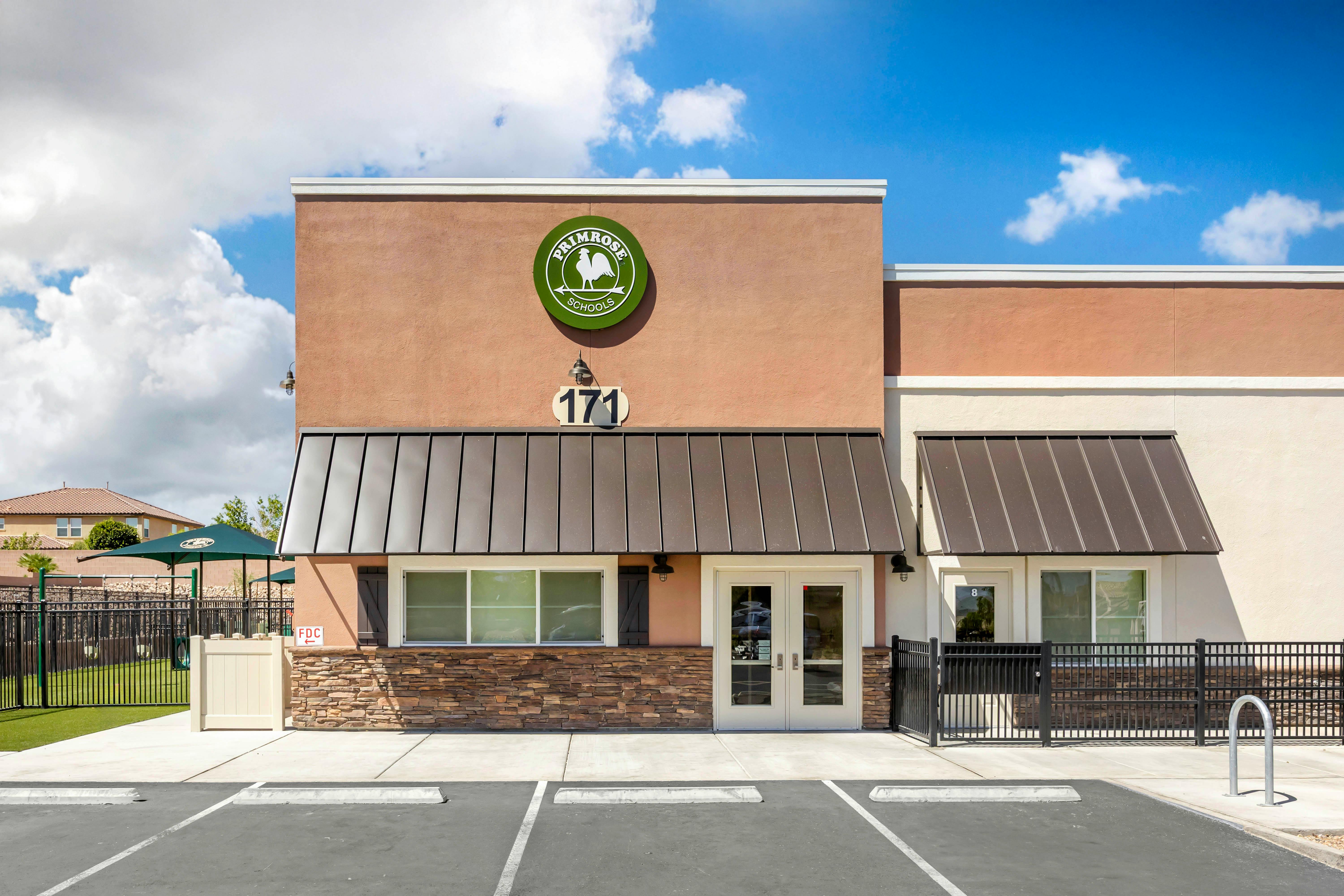 Primrose Schools building exterior with "Primrose Schools" logo and "171" address
