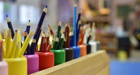 Colored pencils in holders