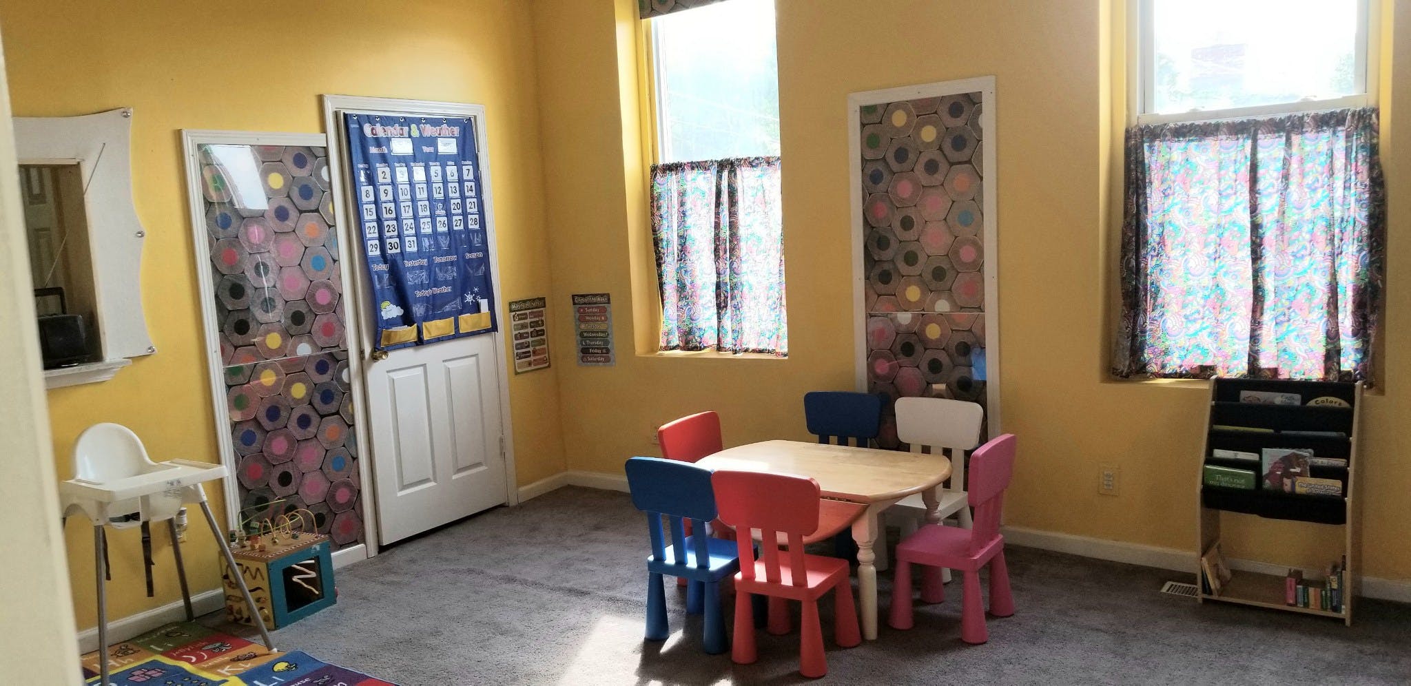 Children's classroom with small table and chairs