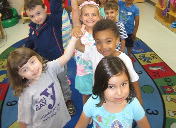 Group of children standing in a line