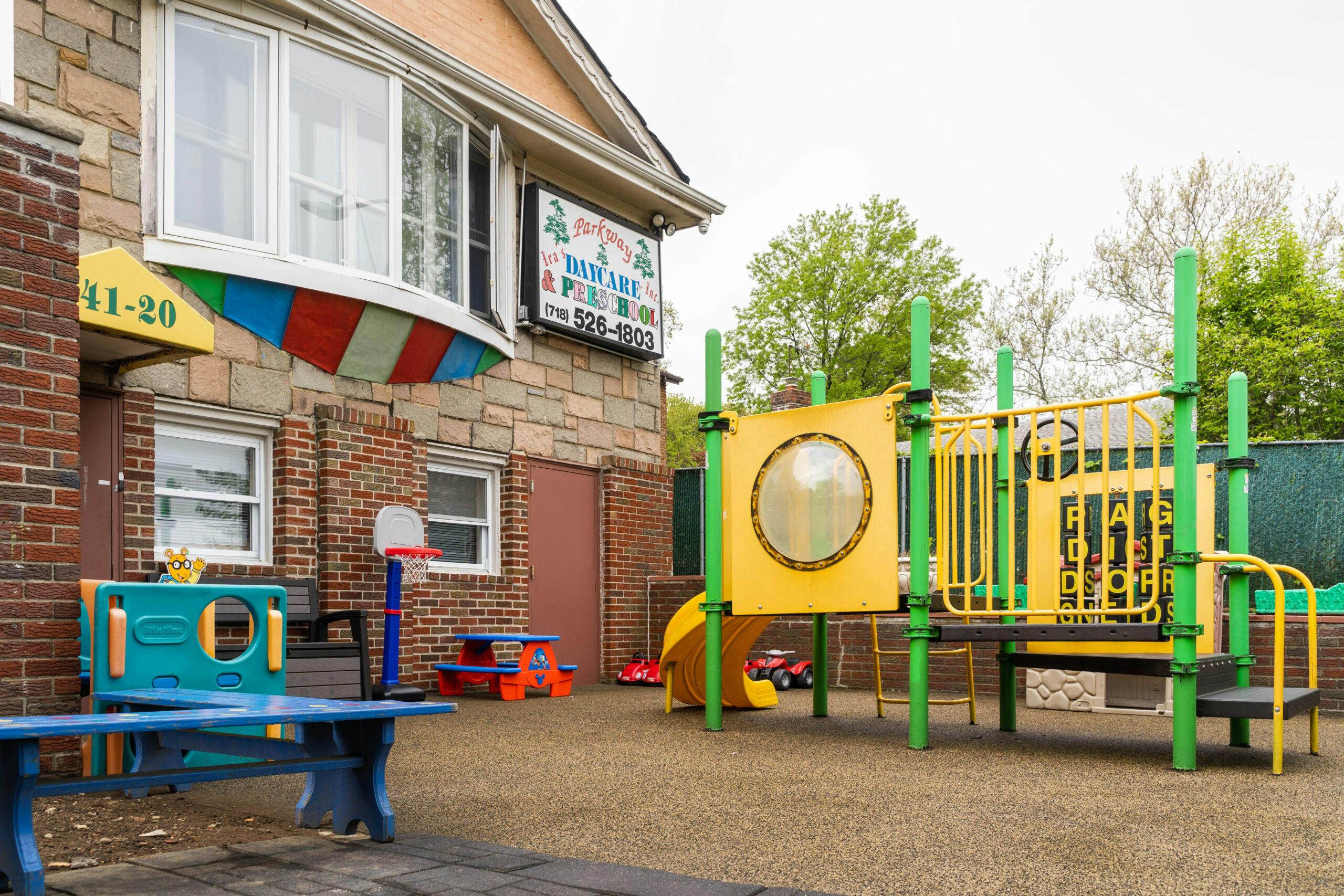 Parkway Daycare & Preschool building exterior with playground