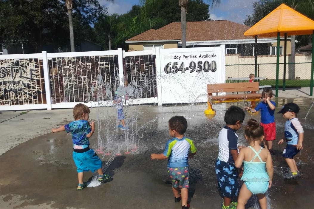 Children playing in a splash pad