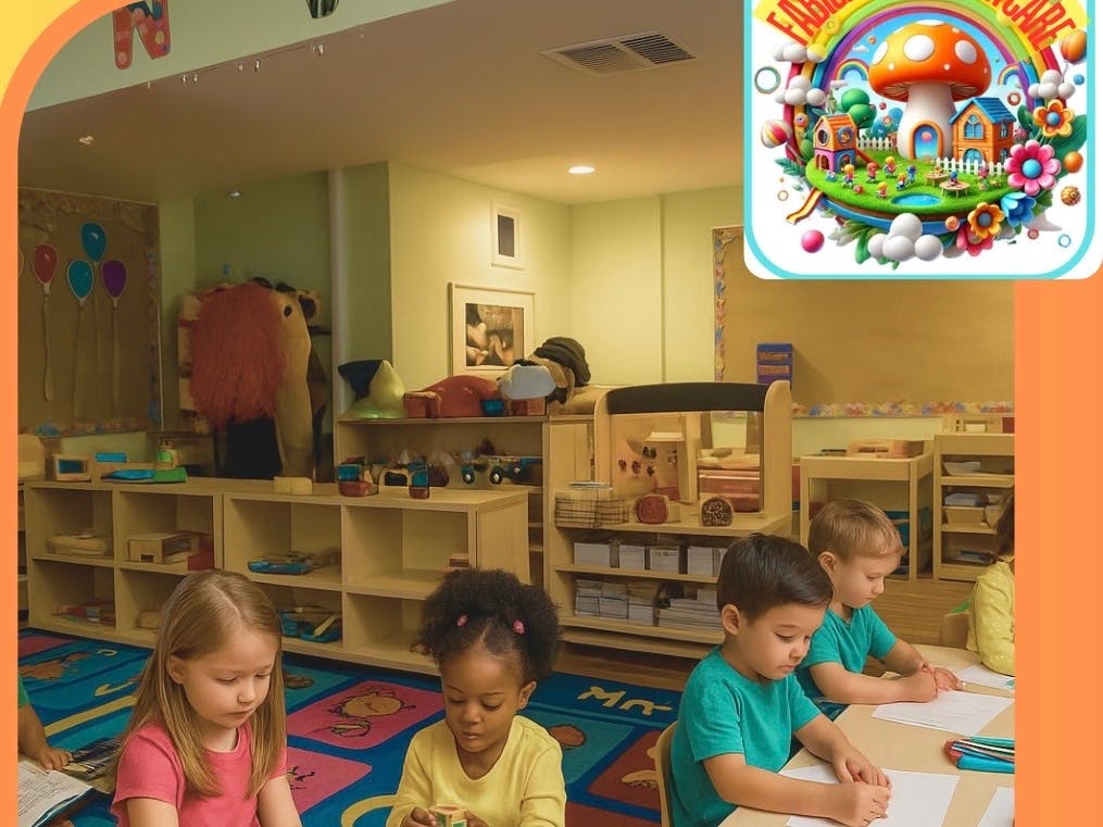 Children sitting at tables in a classroom