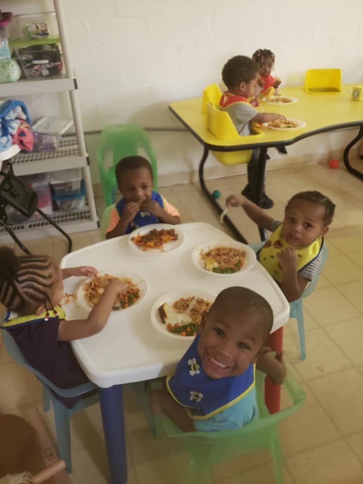Children eating at a table