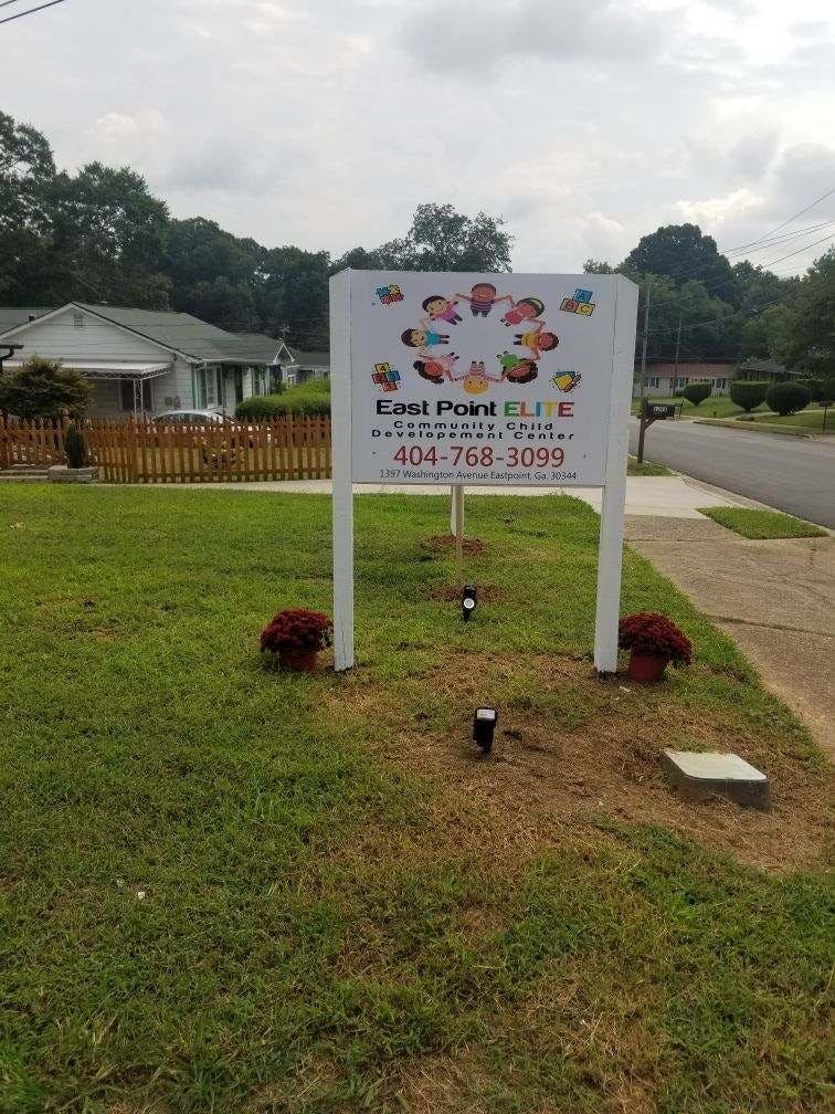 East Point Elite Community Child Development Center sign