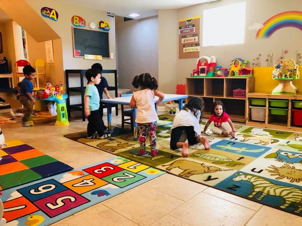 Children playing in a classroom