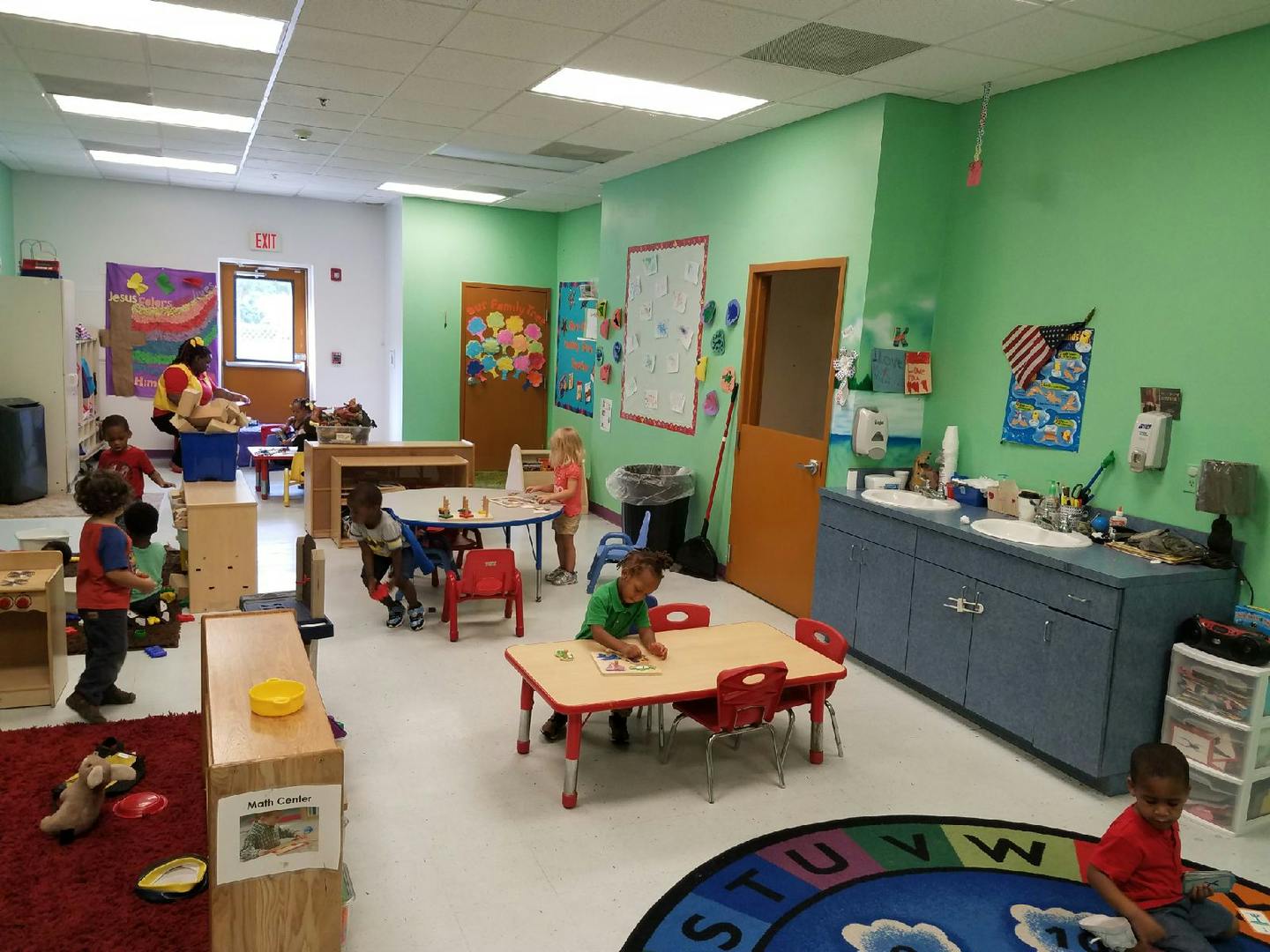 Children playing and learning in a classroom