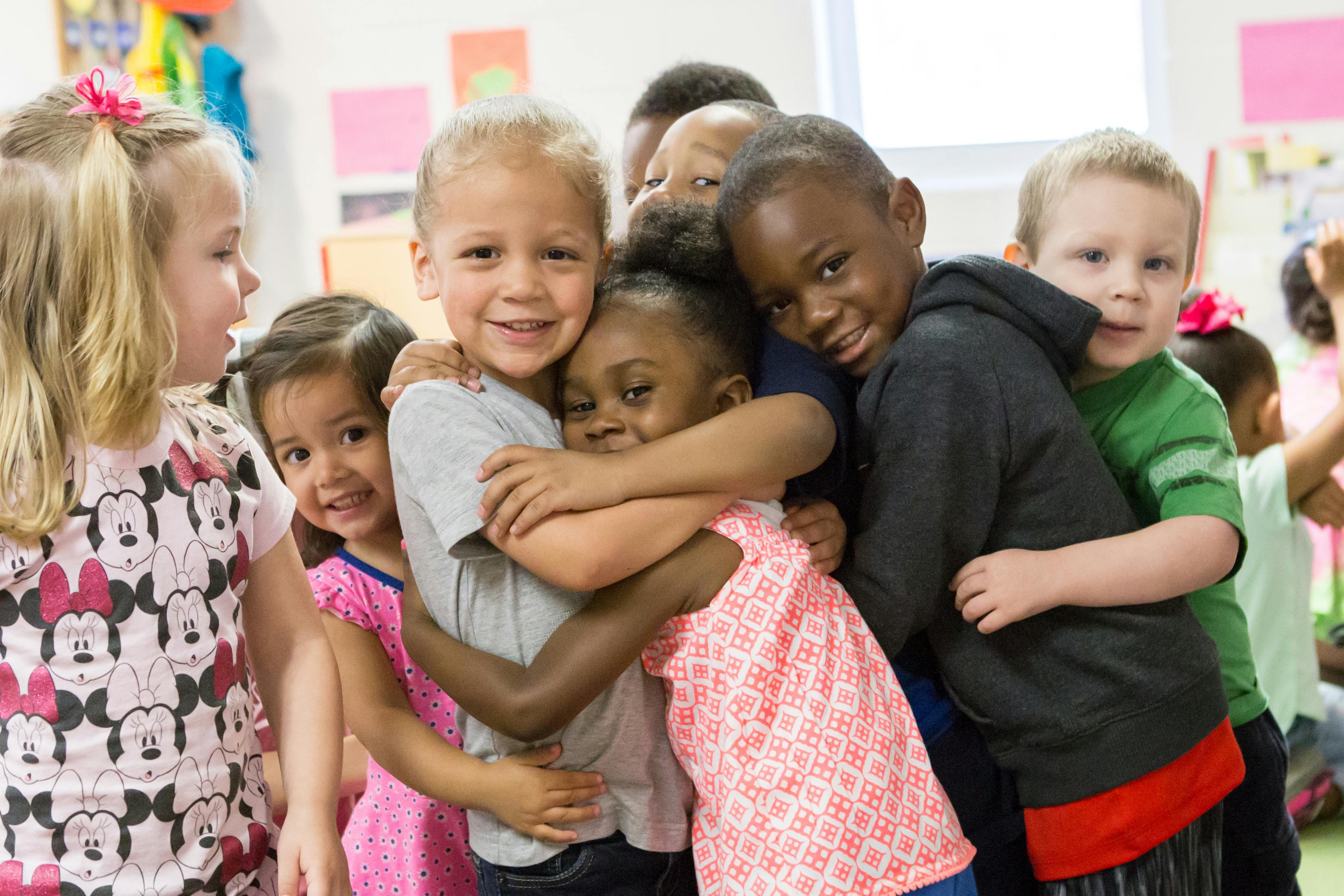 Group of children hugging