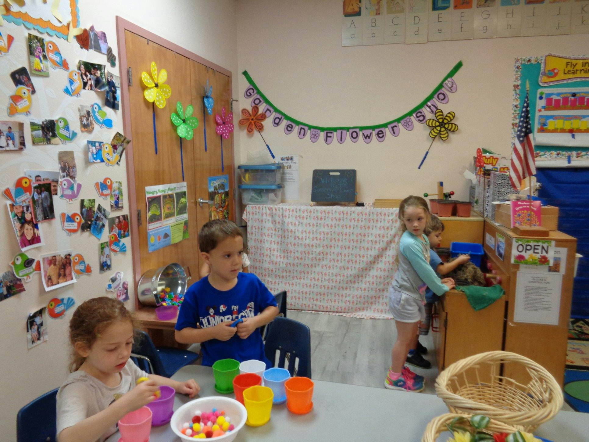 Children playing in a classroom