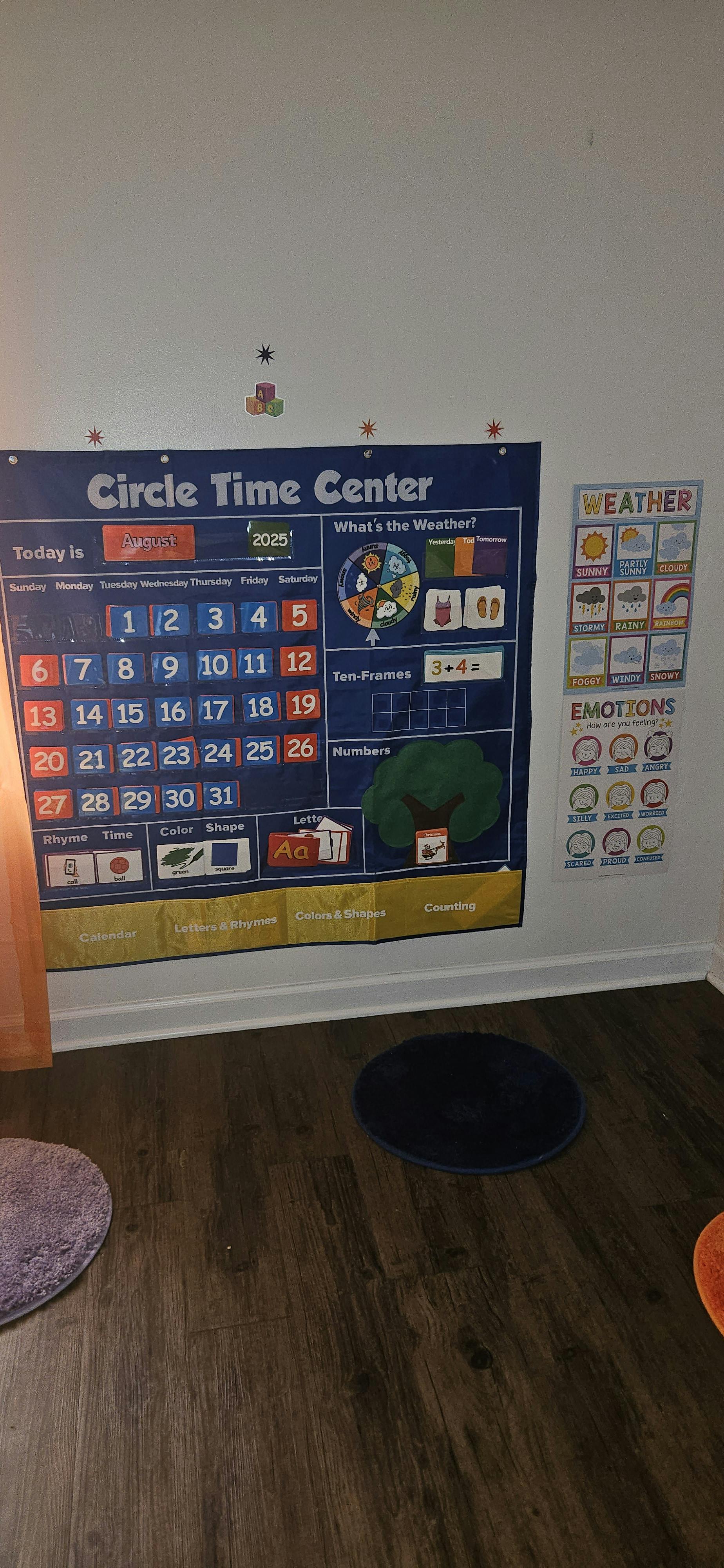 Circle Time Center calendar with weather and emotions charts