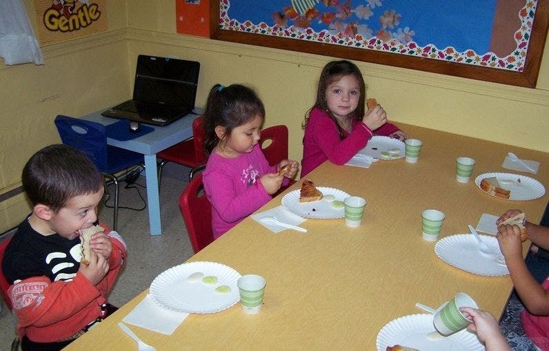 Children eating at a table