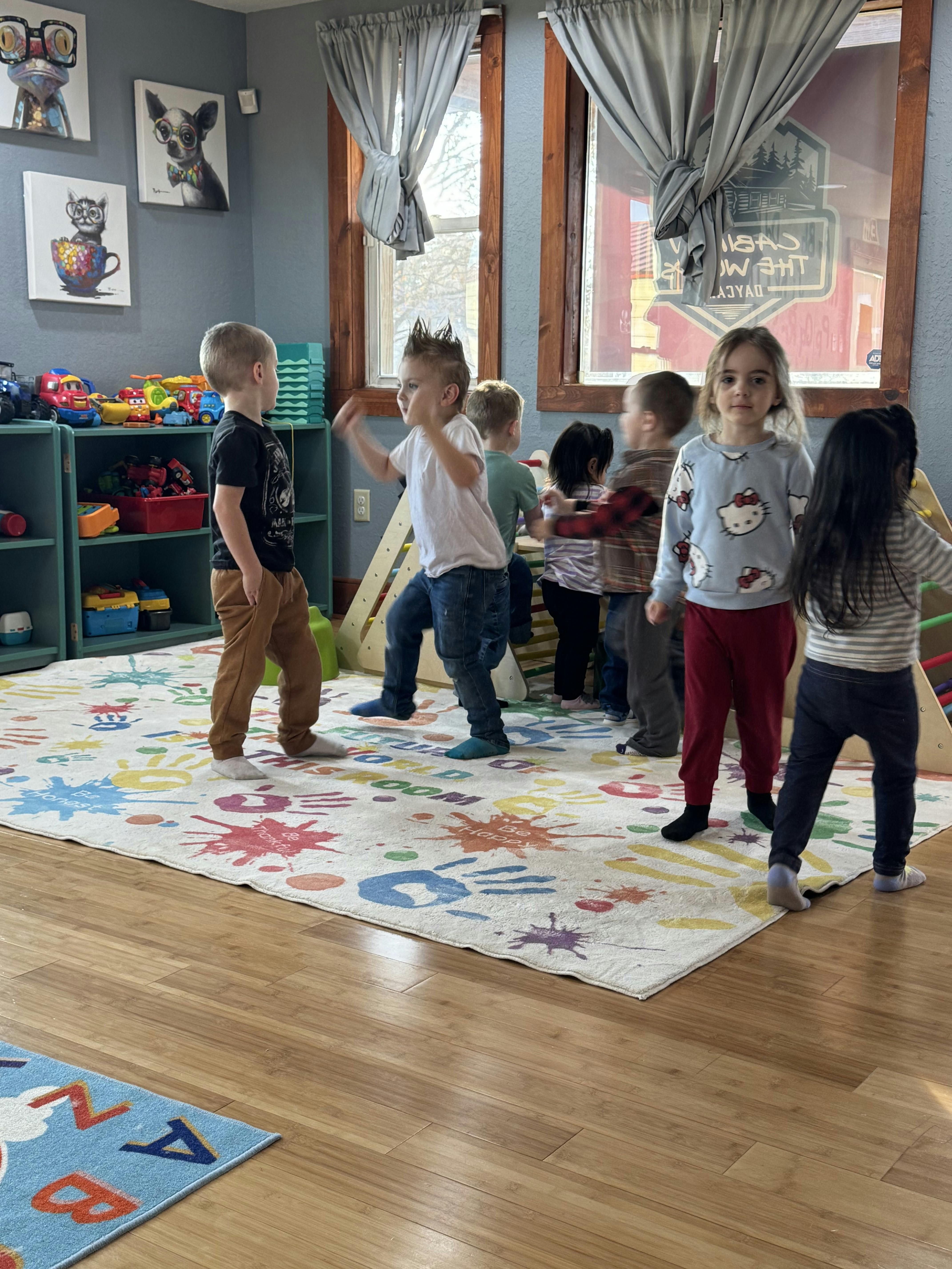 Children playing together in a daycare center