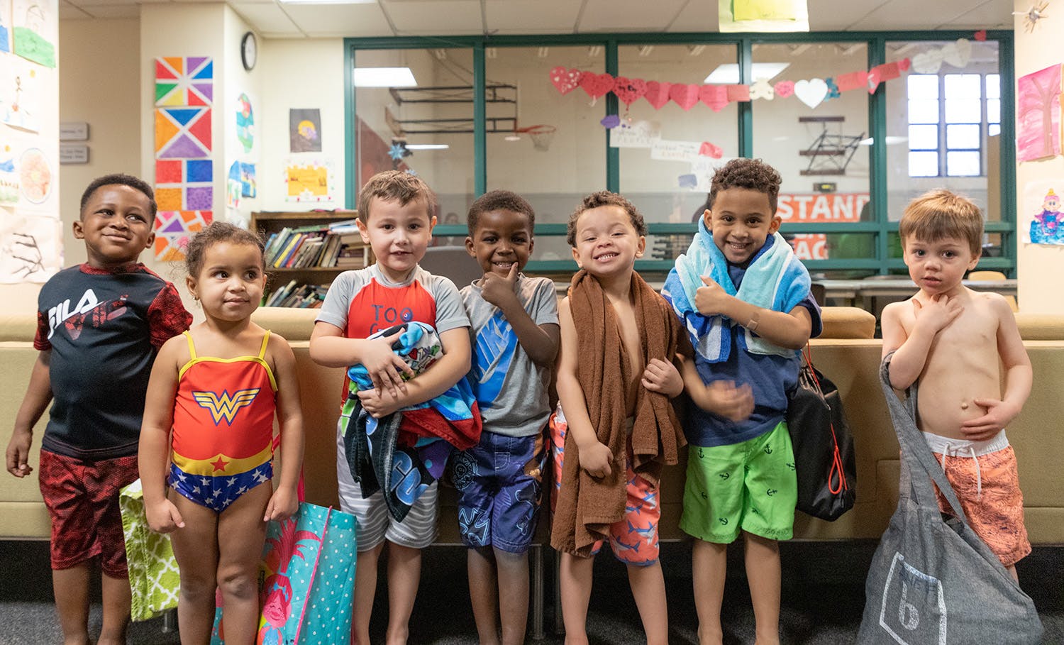 Group of children in swimsuits