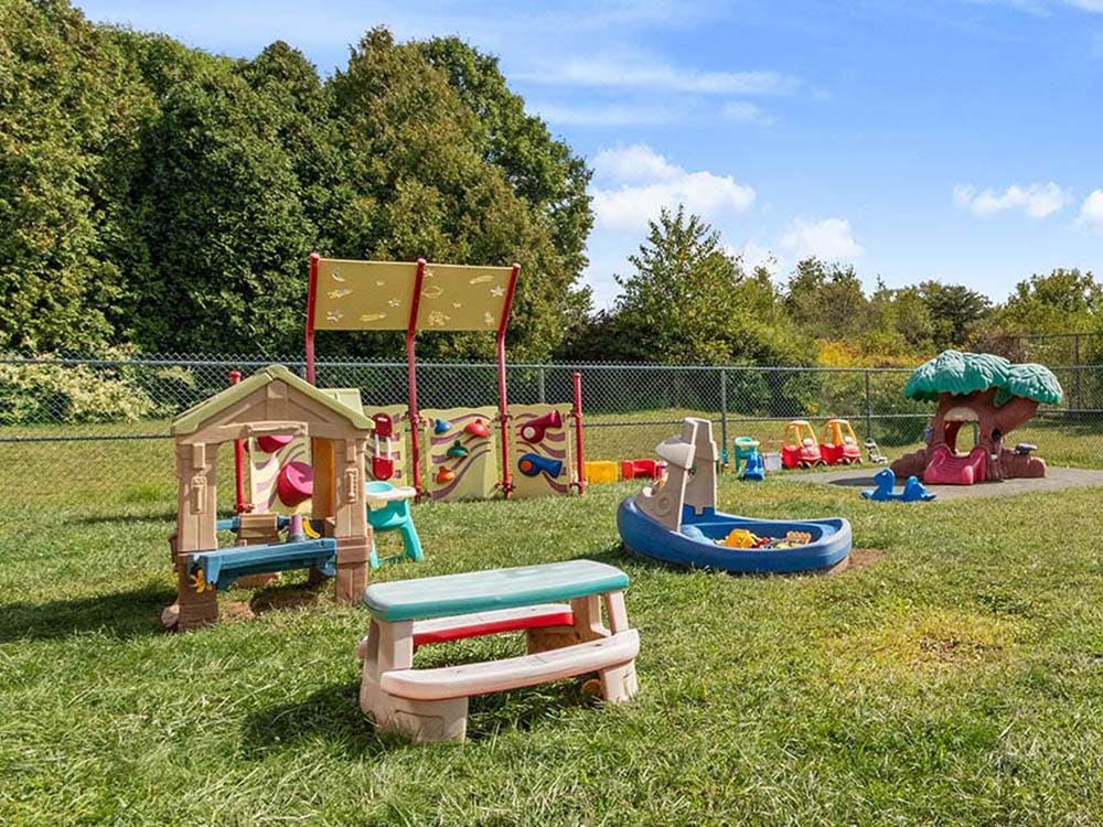 Children's playground with various colorful play structures