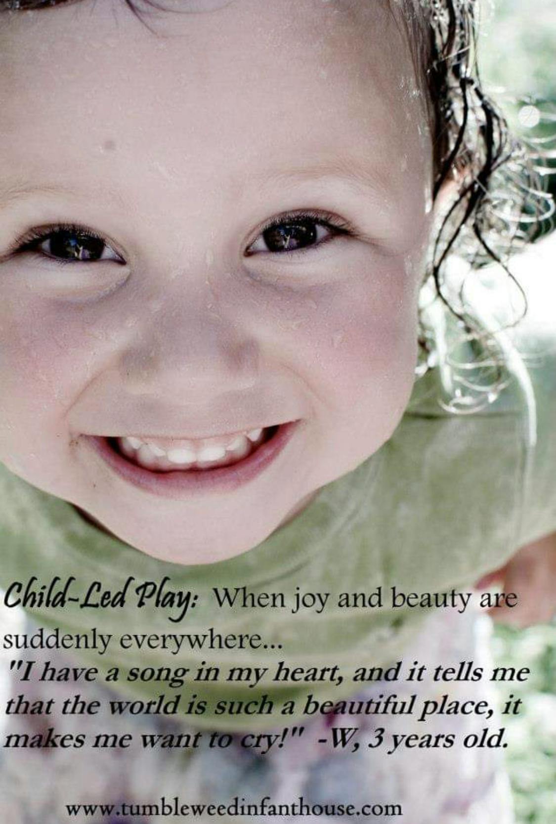 Child smiling with text about child-led play