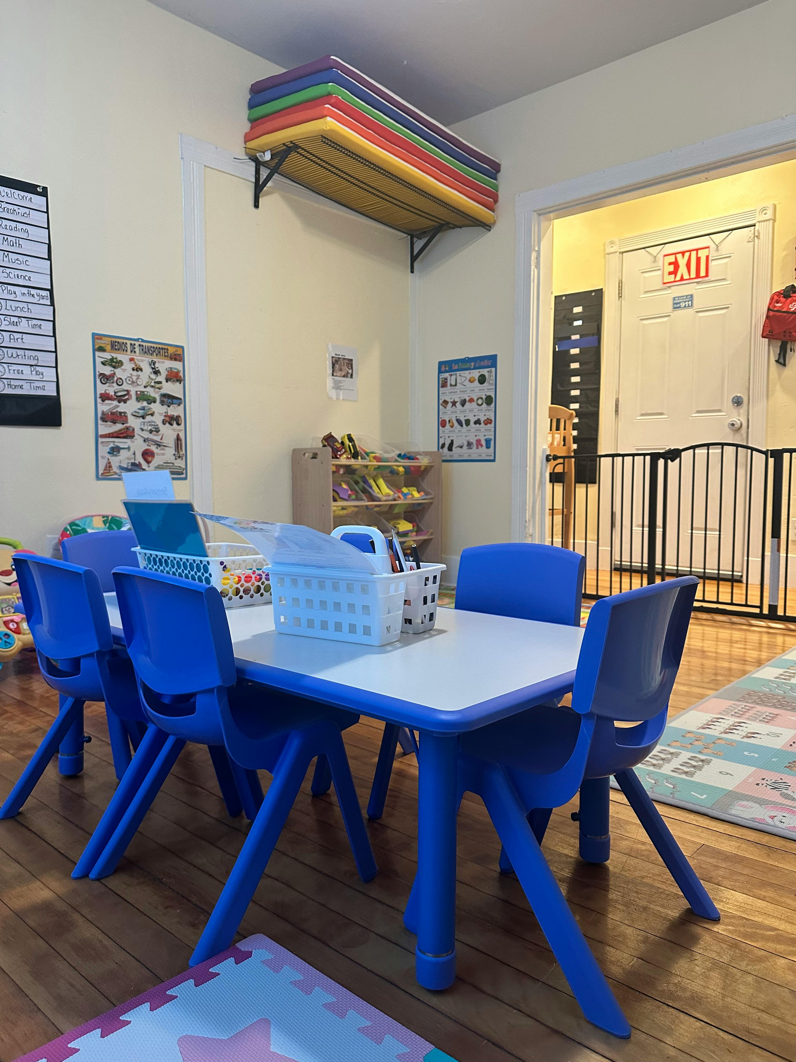 Children's table and chairs in a classroom