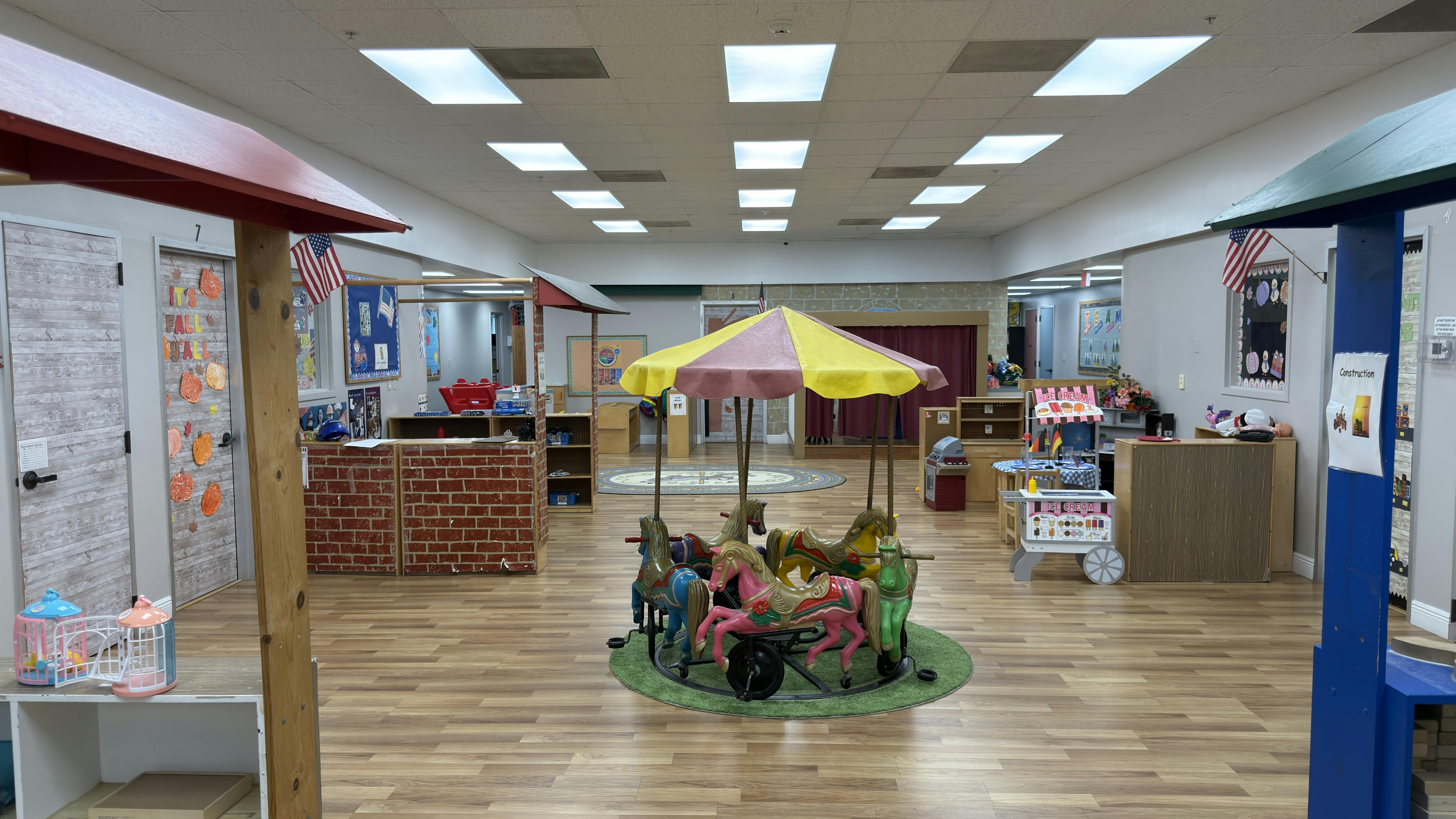Small toy carousel in a playroom