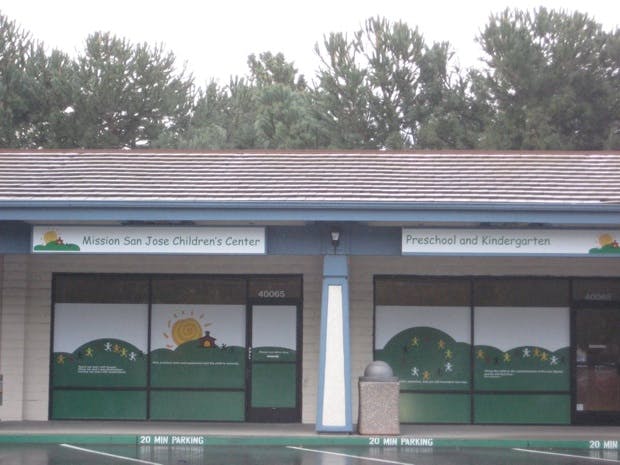 Building with signs for "Mission San Jose Children's Center" and "Preschool and Kindergarten"